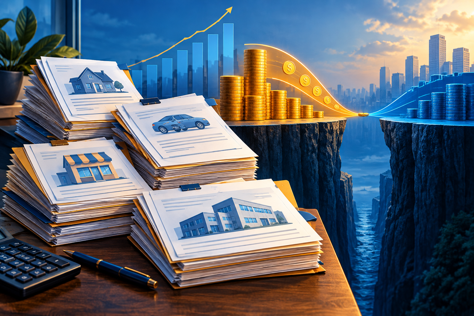 Editorial illustration of Bajaj Finance Q2 loan growth and funding-cost pressure