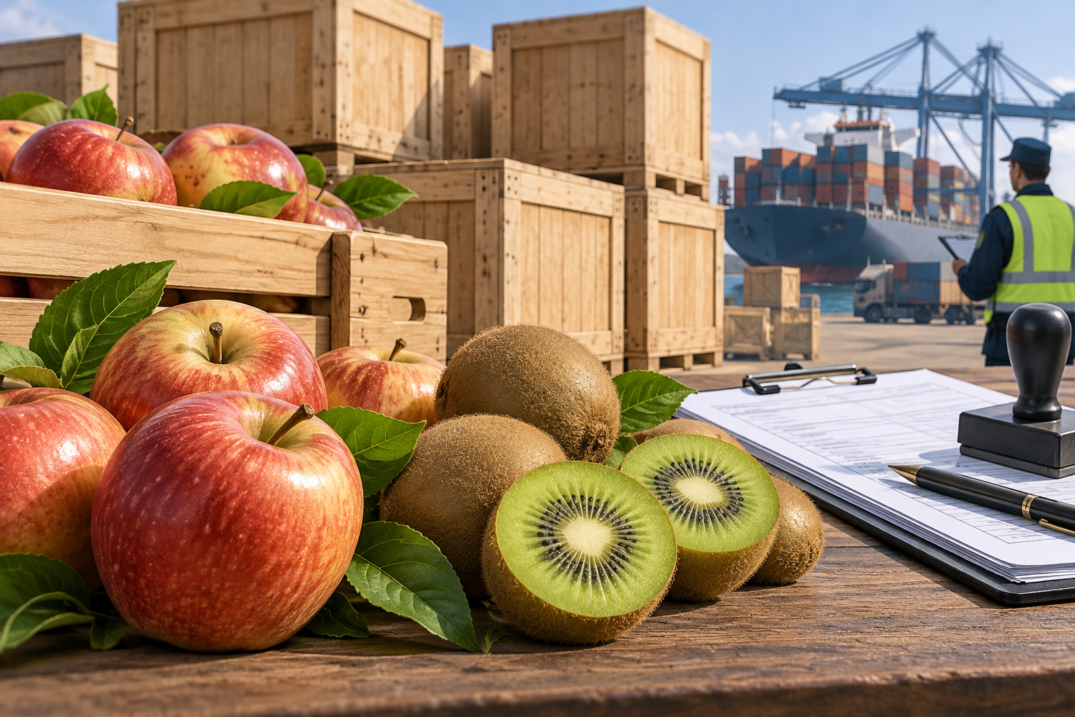 Apples and kiwifruit illustrating India’s New Zealand FTA import quotas