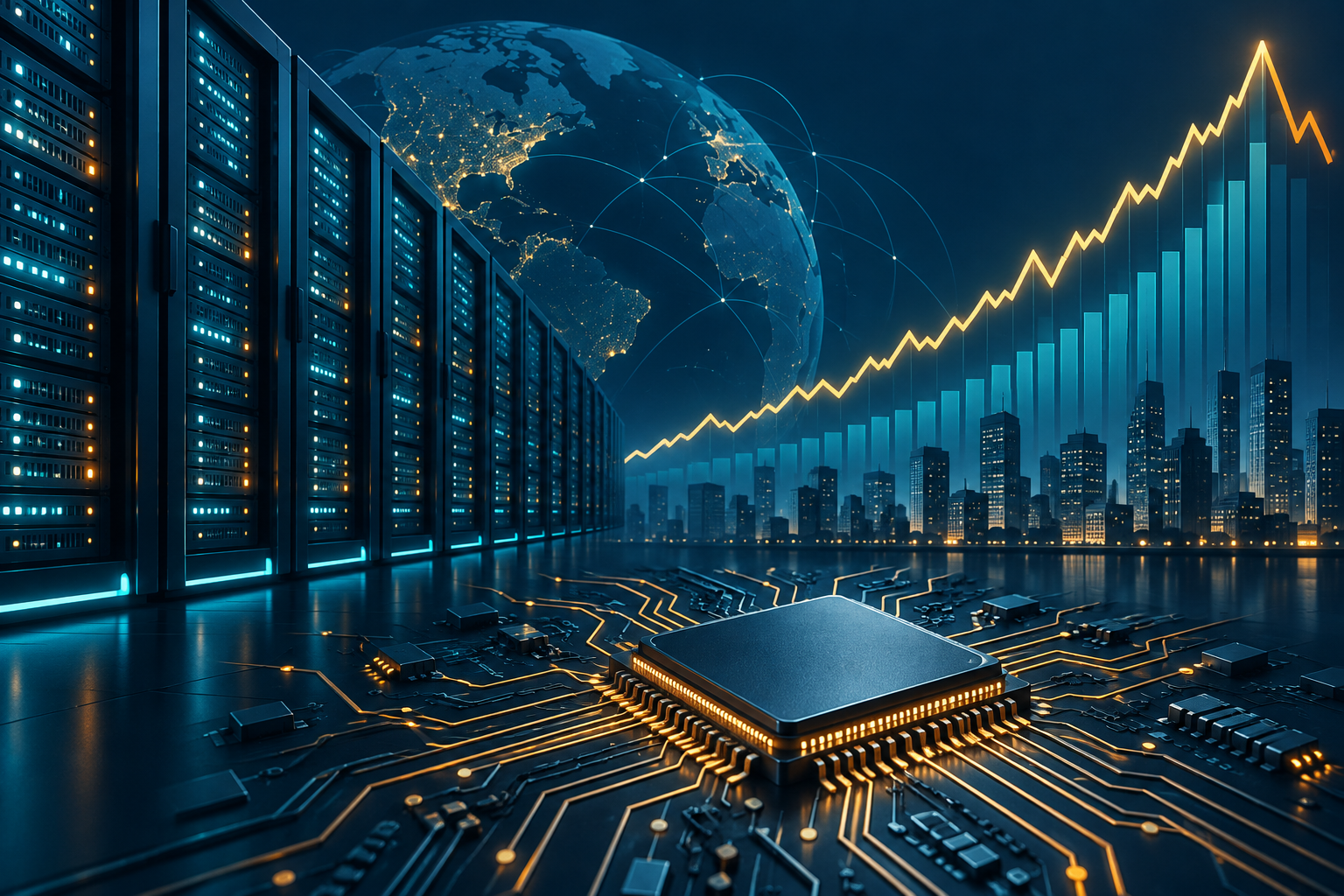 Conceptual illustration of Tech Mahindra shares and enterprise technology