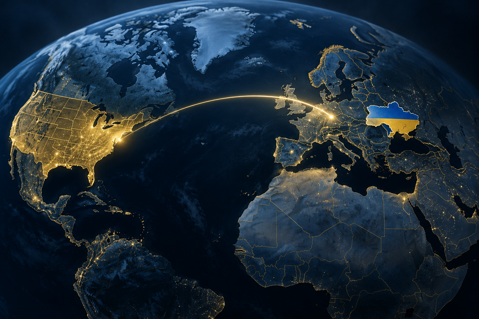 Editorial illustration of transatlantic links amid the Trump-Zelensky rift over Ukraine support