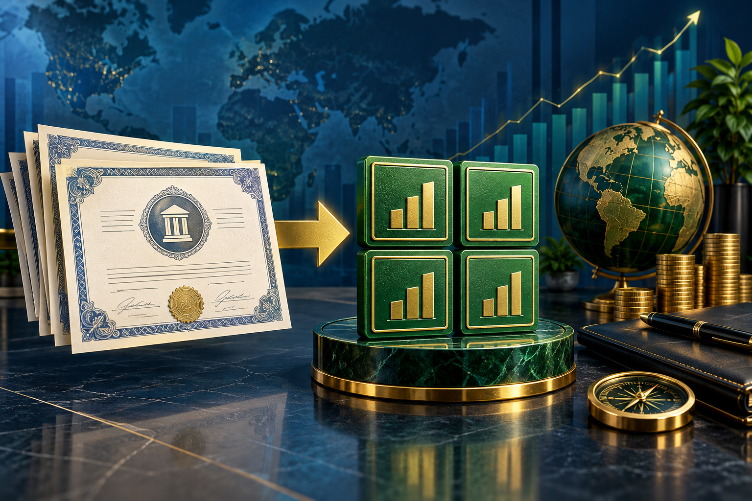 Editorial illustration of equity warrant conversion for UBS’s investment in 360 ONE WAM