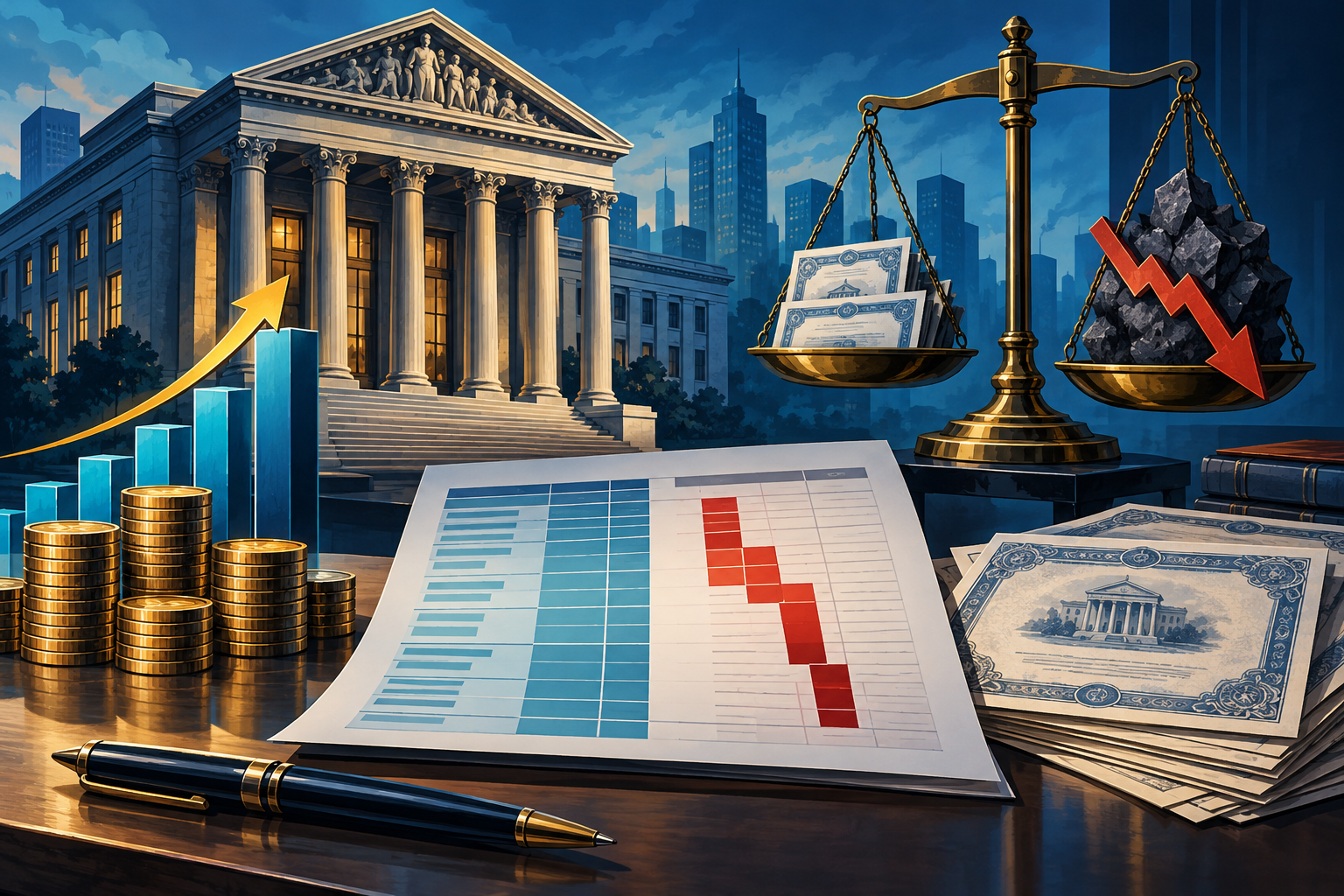 Editorial illustration of Yes Bank earnings, AT1 bonds and the accounting impact of a court ruling